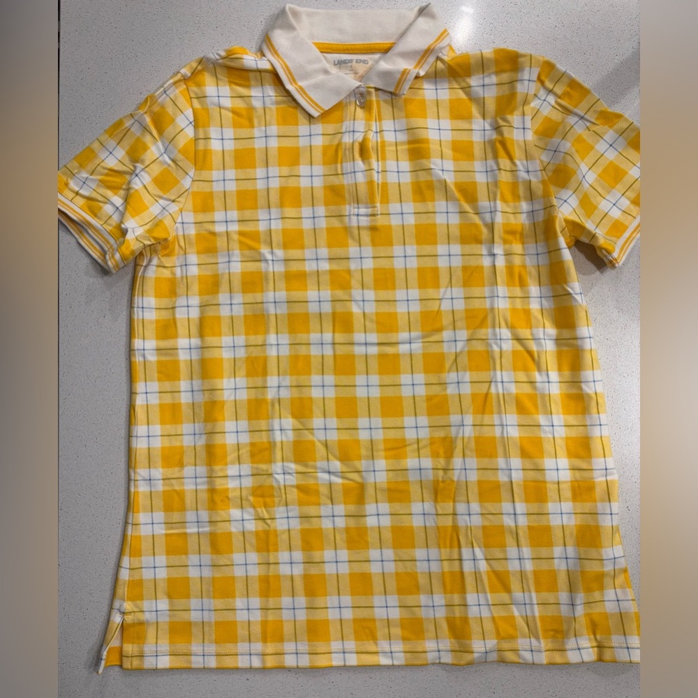Yellow and White Checkered Polo Shirt